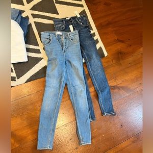 2 Pairs NWOT Zara High Waisted Jeans sz 4 medium and light denim